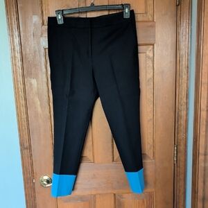 Ann Taylor Dark Navy Dress Pants with Blue Cuff 10P